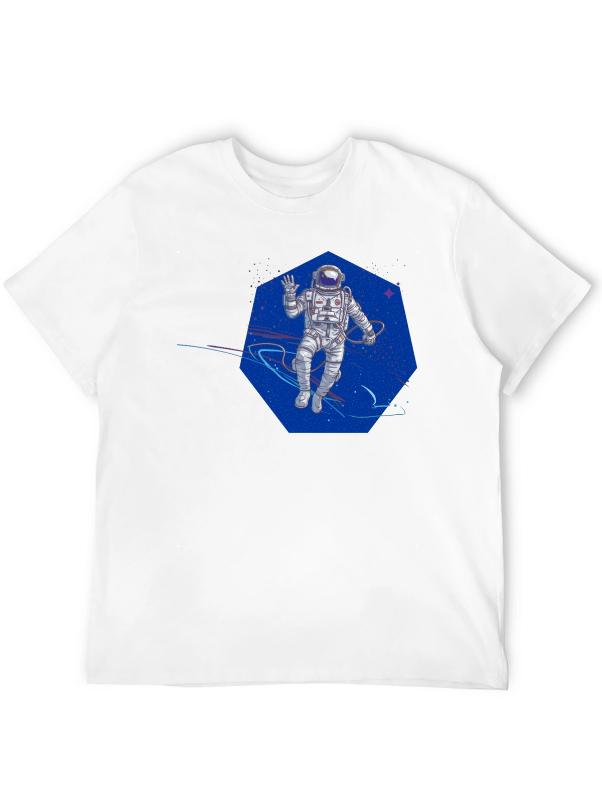 Astronaut in Space T-Shirt - Black Crew Neck
