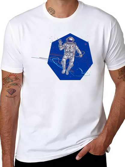 Astronaut in Space T-Shirt - Black Crew Neck