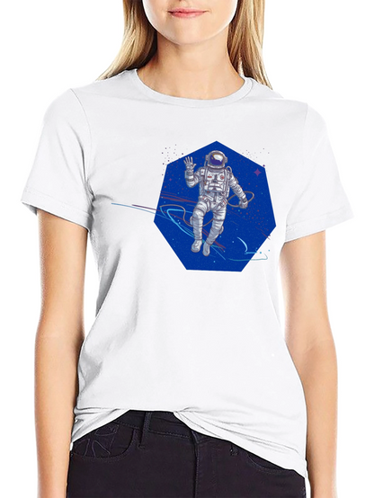 Astronaut in Space T-Shirt - Black Crew Neck
