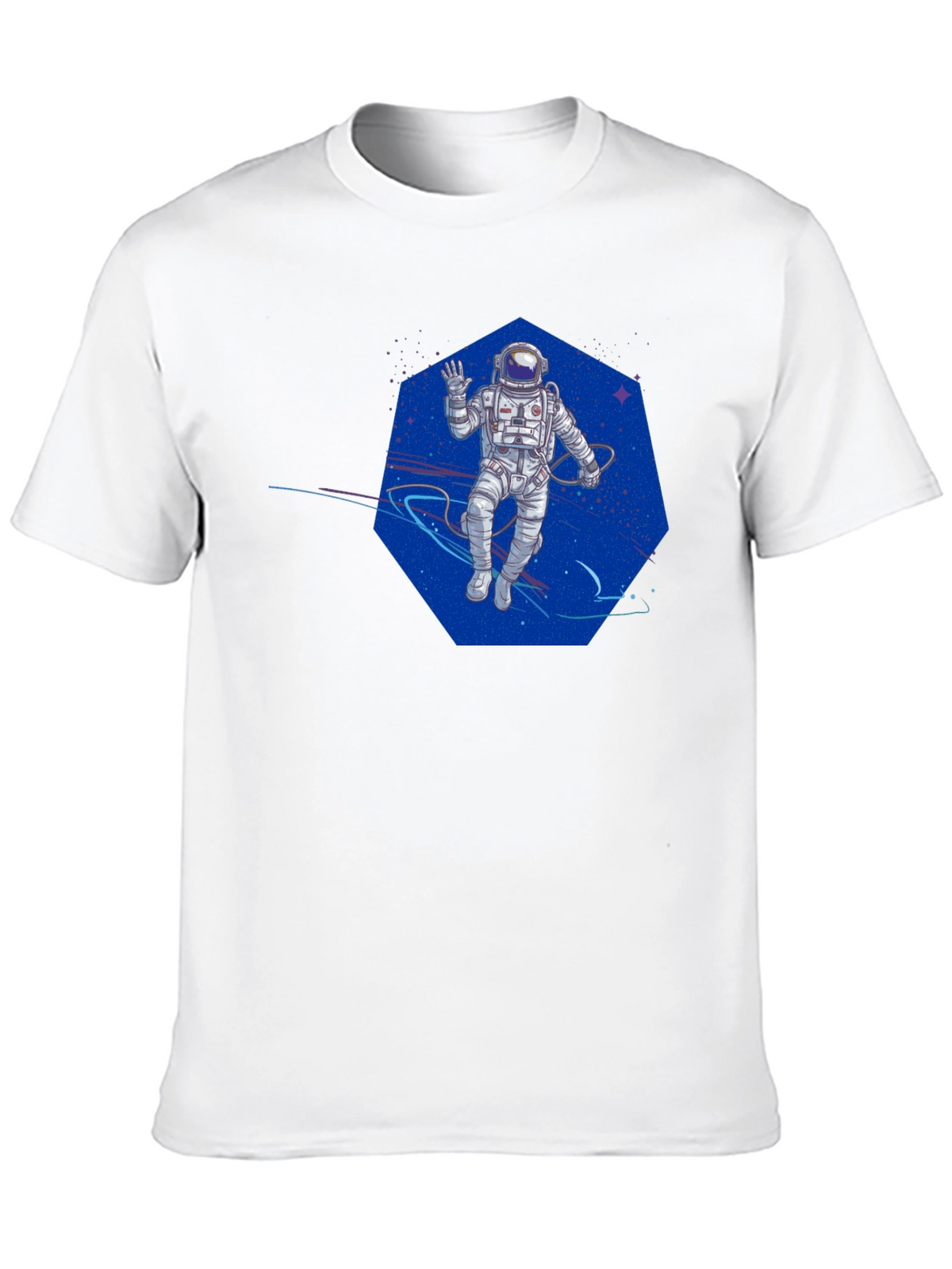 Astronaut in Space T-Shirt - Black Crew Neck