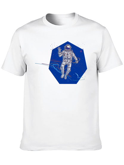 Astronaut in Space T-Shirt - Black Crew Neck