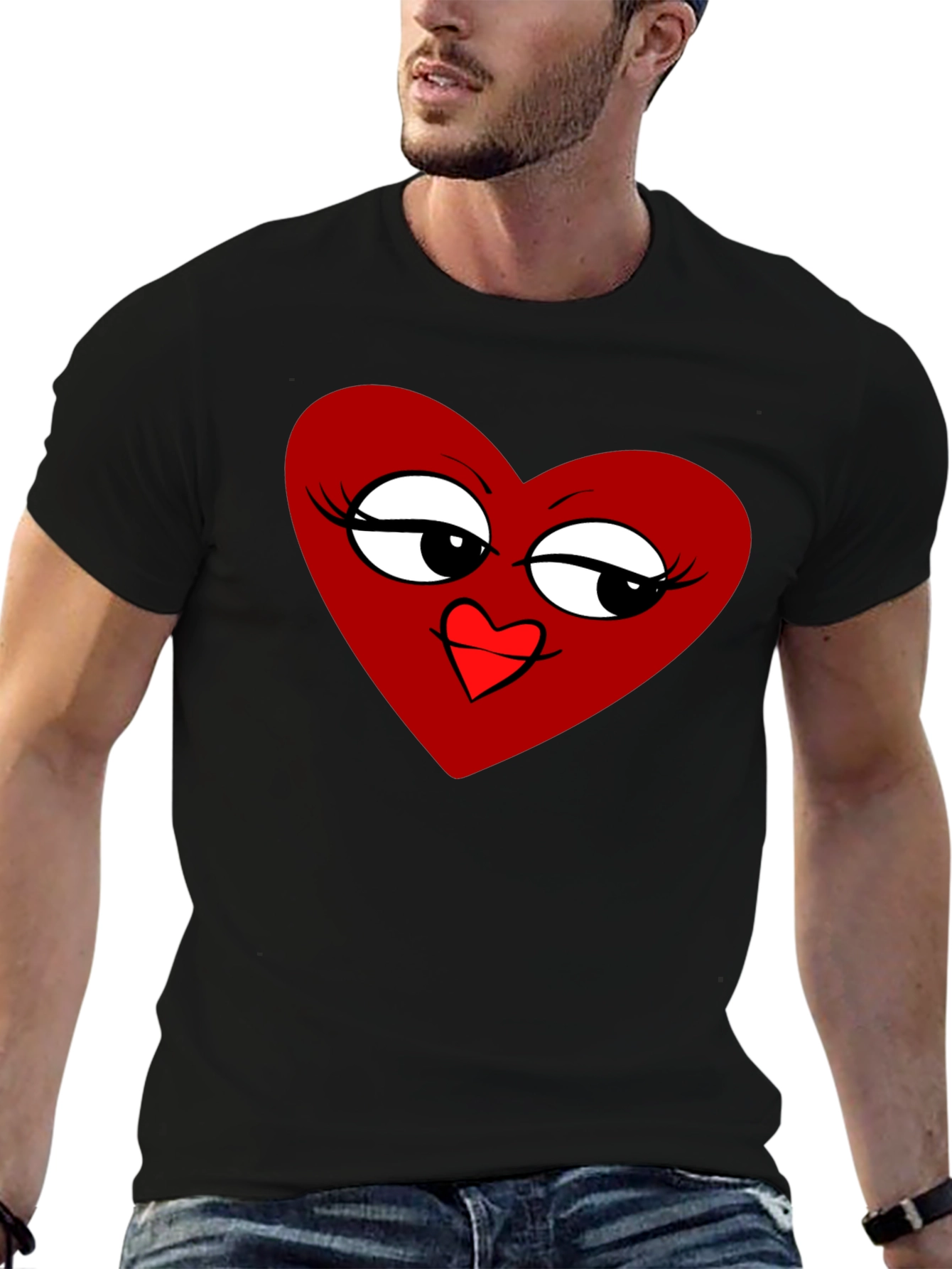 Heart Graphic Tee - Stylish Black T-Shirt