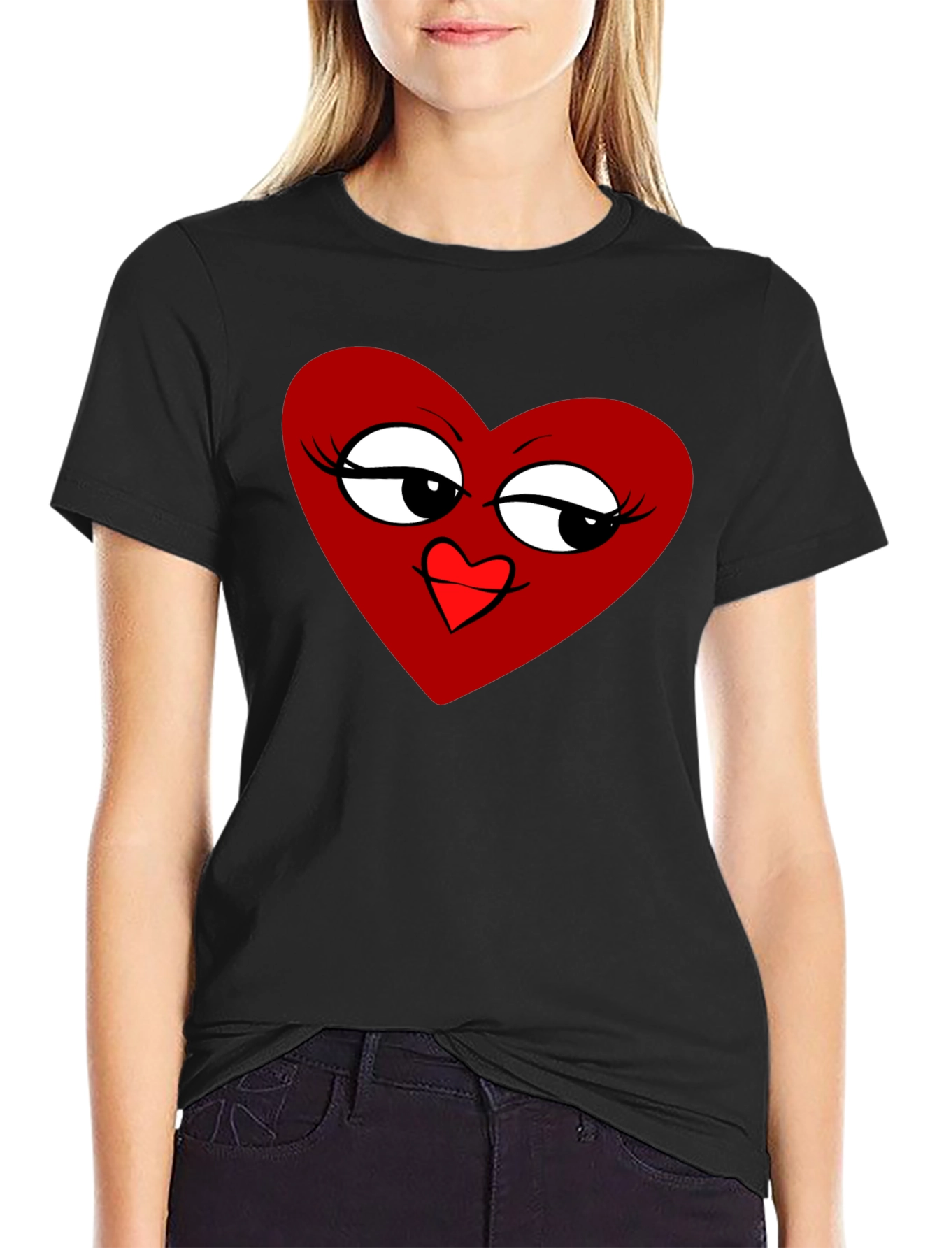 Heart Graphic Tee - Stylish Black T-Shirt