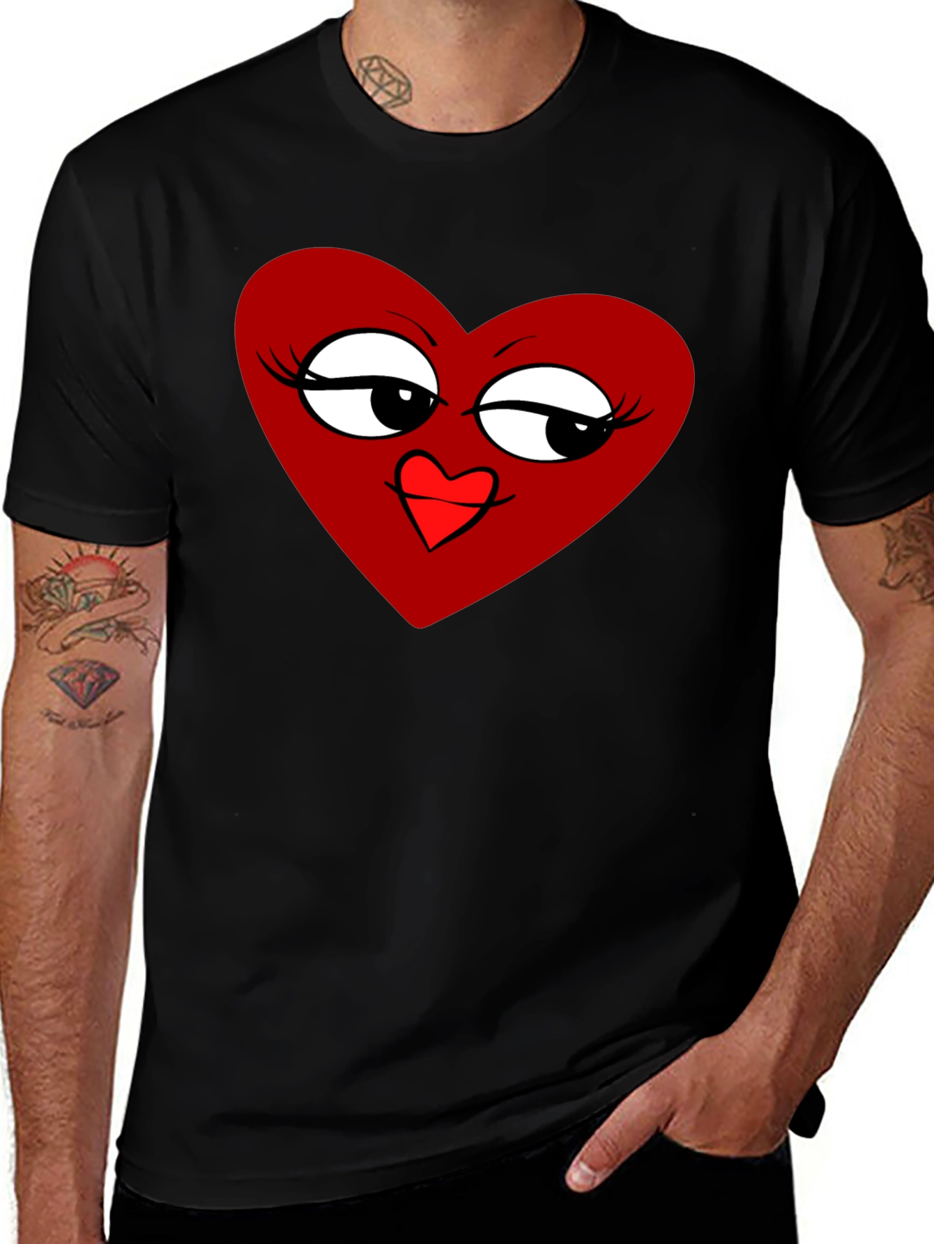 Heart Graphic Tee - Stylish Black T-Shirt