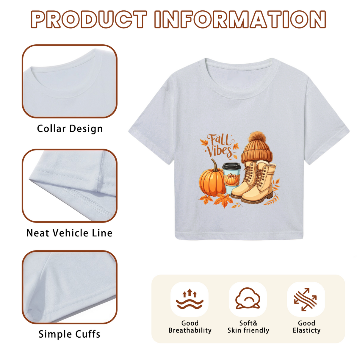 Fall Vibes Pumpkin Boots Coffee Autumn Season Cropped Tee