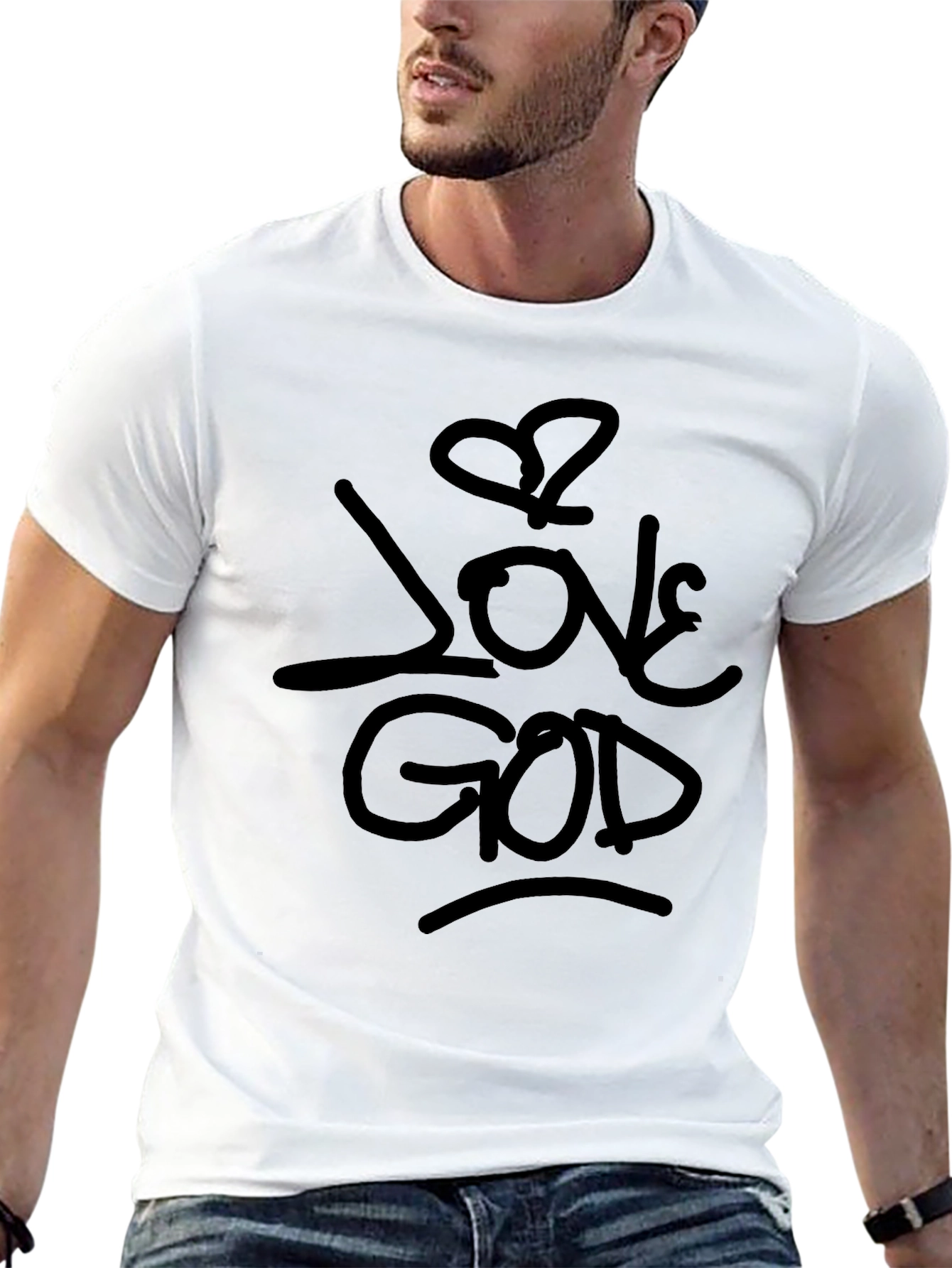 Love God Black Graphic T-Shirt