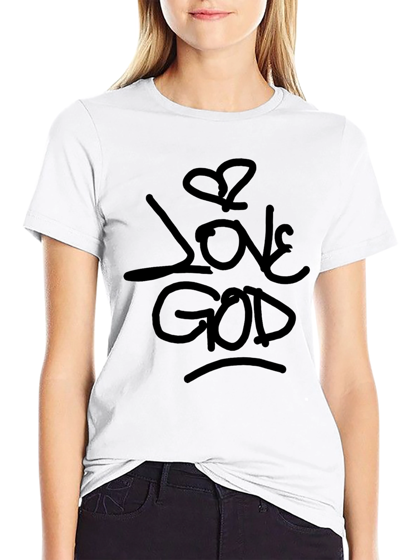 Love God Black Graphic T-Shirt