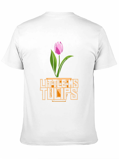 Little Ms. Tulips Graphic Tee - Black Cotton Shirt