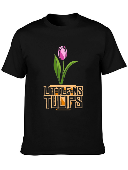 Little Ms. Tulips Graphic Tee - Black Cotton Shirt