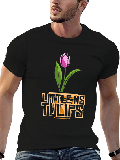 Little Ms. Tulips Graphic Tee - Black Cotton Shirt