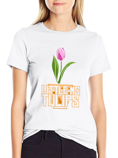 Little Ms. Tulips Graphic Tee - Black Cotton Shirt