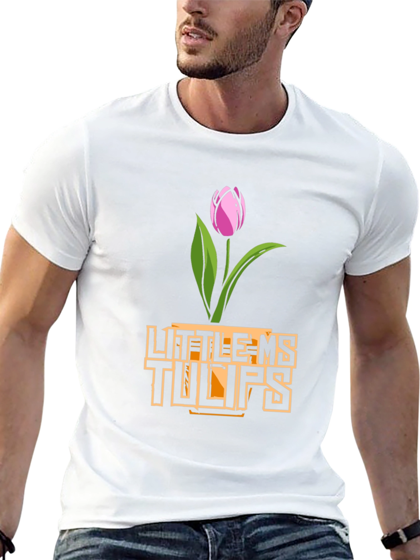 Little Ms. Tulips Graphic Tee - Black Cotton Shirt