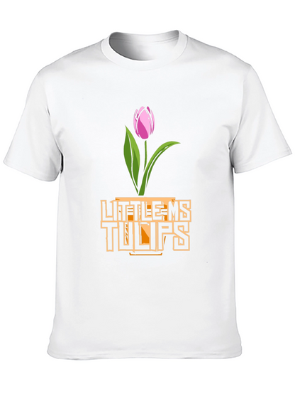 Little Ms. Tulips Graphic Tee - Black Cotton Shirt