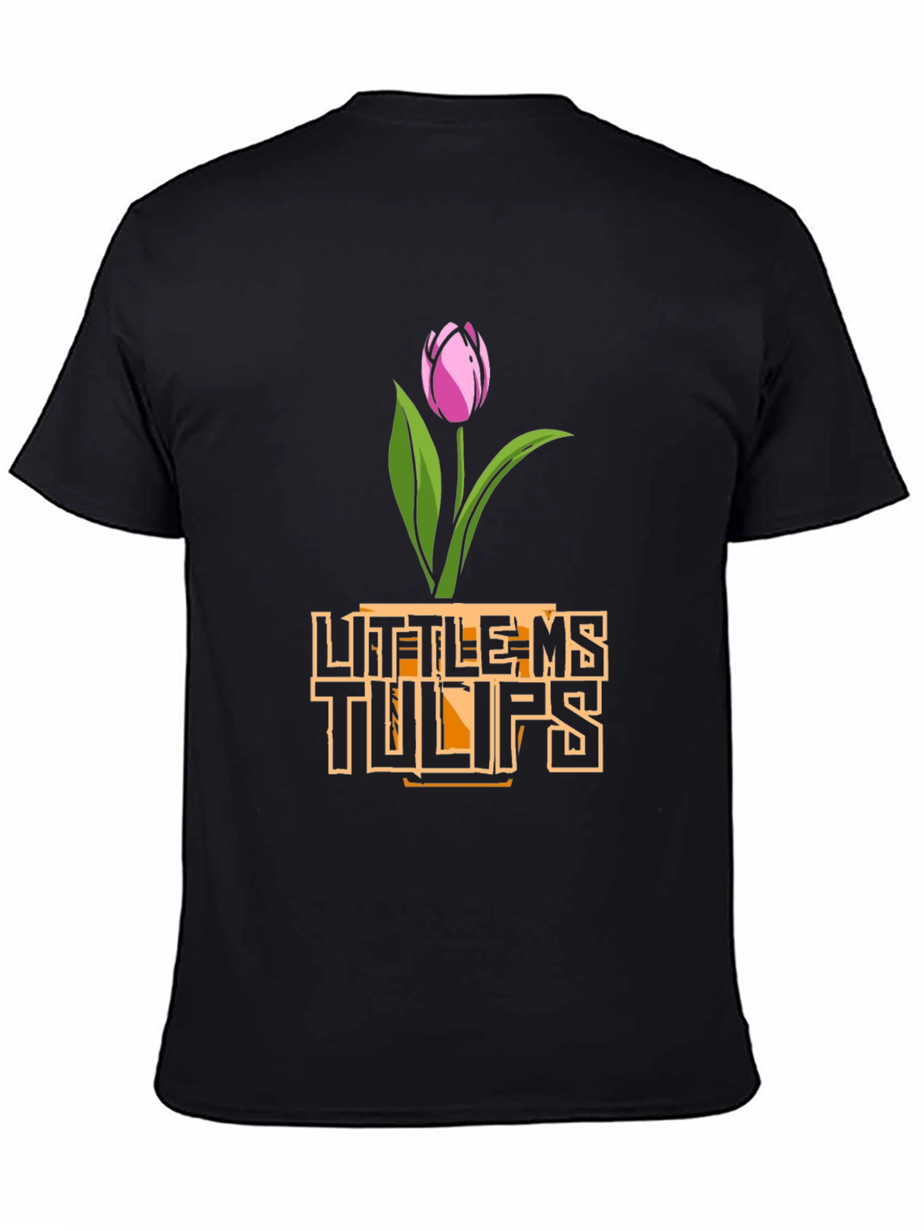 Little Ms. Tulips Graphic Tee - Black Cotton Shirt