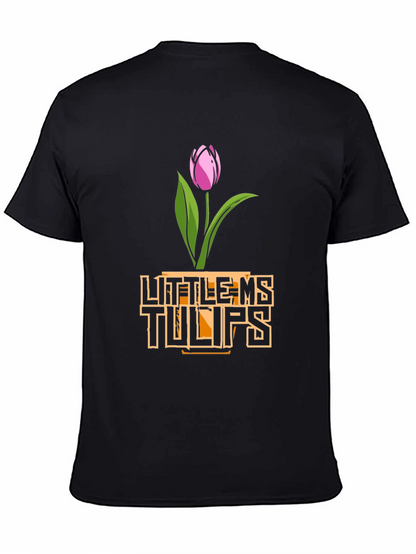 Little Ms. Tulips Graphic Tee - Black Cotton Shirt