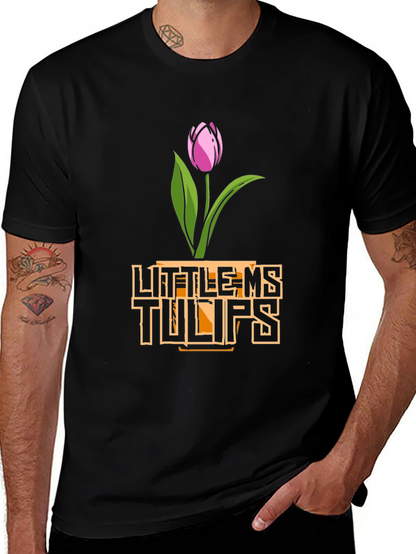 Little Ms. Tulips Graphic Tee - Black Cotton Shirt