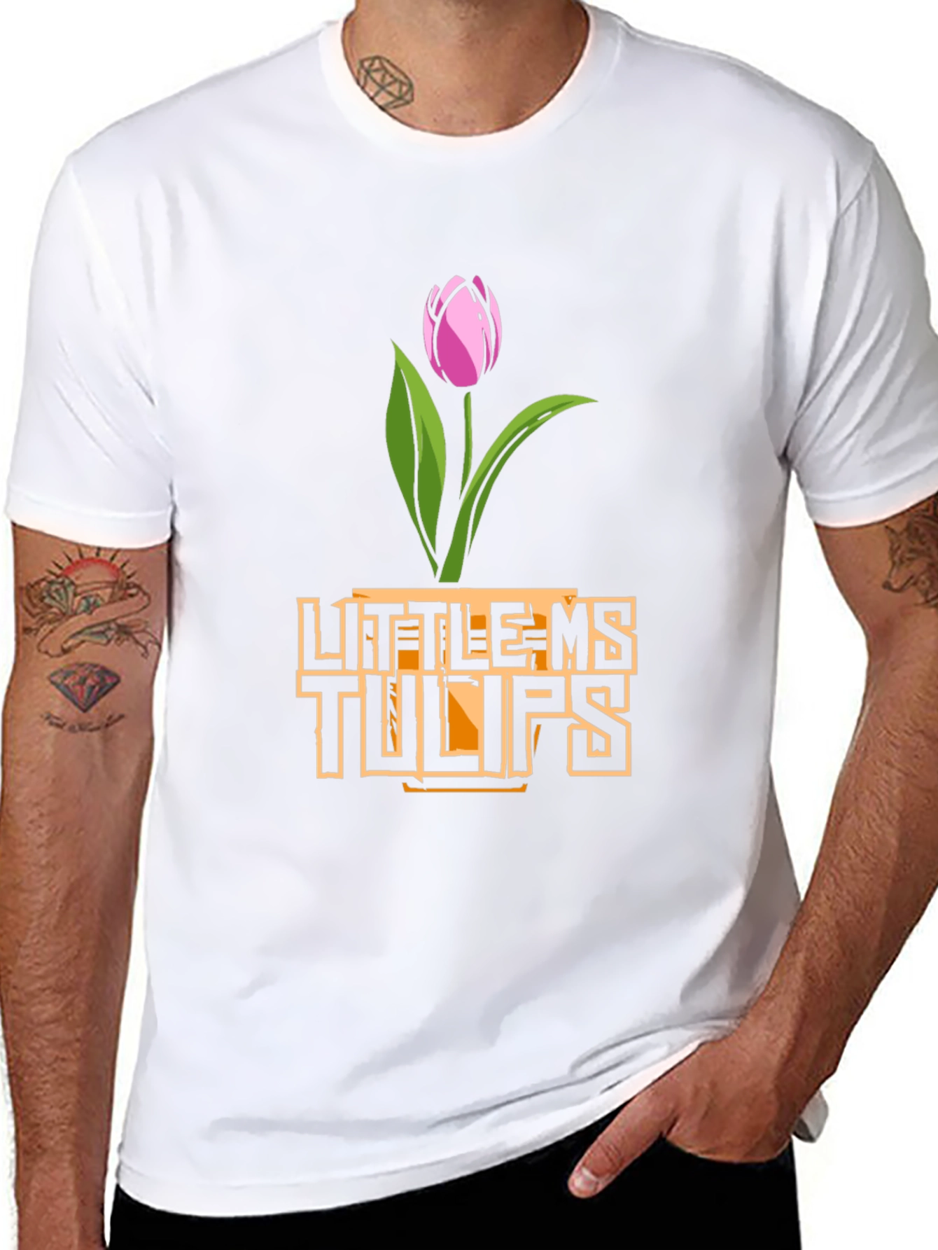 Little Ms. Tulips Graphic Tee - Black Cotton Shirt
