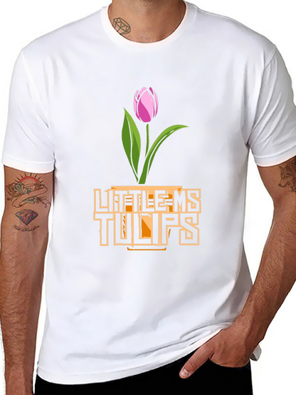 Little Ms. Tulips Graphic Tee - Black Cotton Shirt