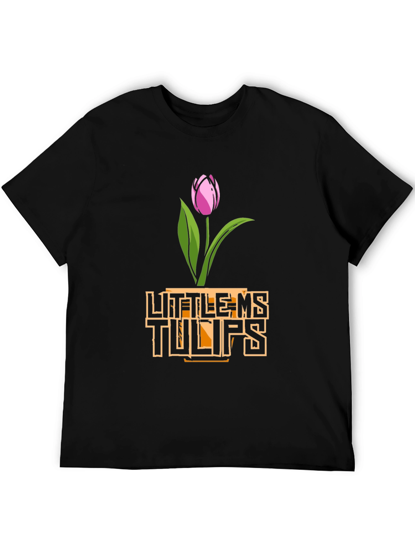 Little Ms. Tulips Graphic Tee - Black Cotton Shirt