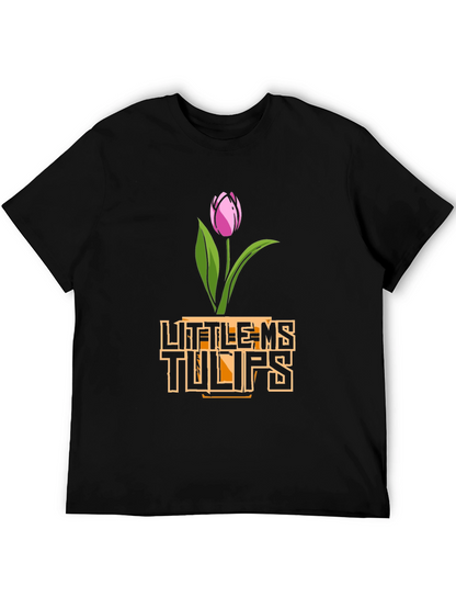 Little Ms. Tulips Graphic Tee - Black Cotton Shirt