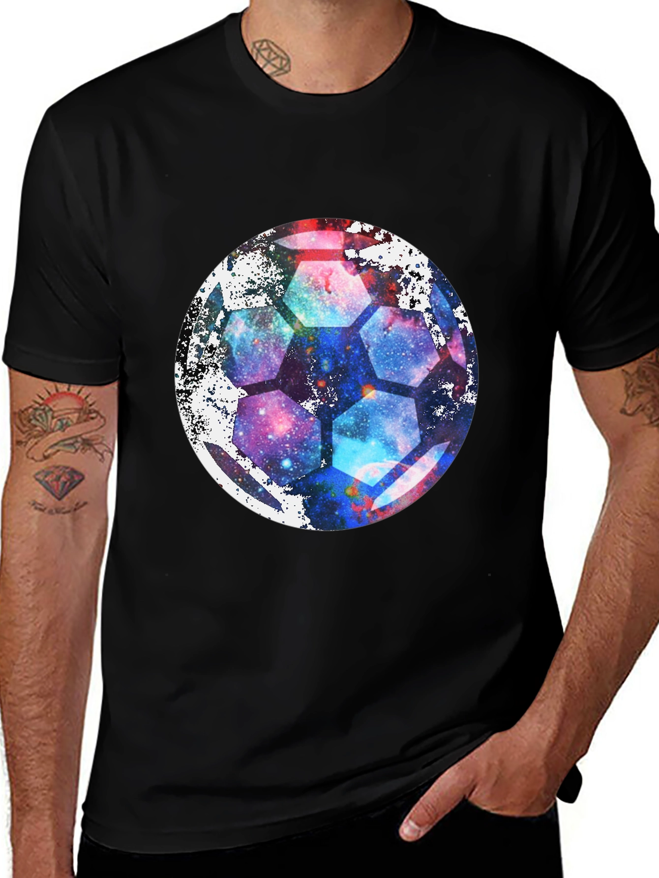 Galaxy Soccer Ball Graphic Tee - Unique Space Design!
