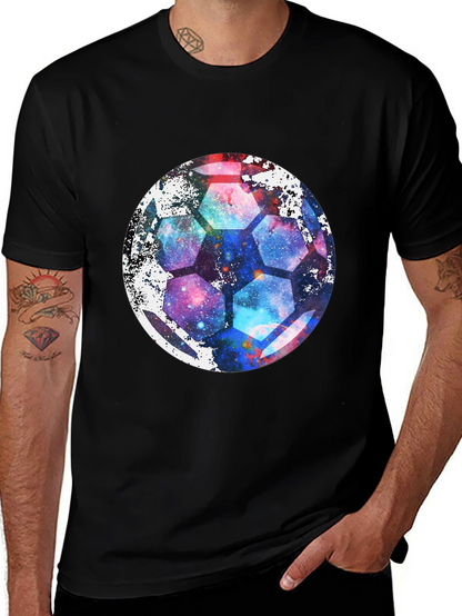 Galaxy Soccer Ball Graphic Tee - Unique Space Design!