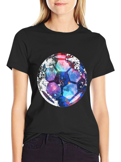 Galaxy Soccer Ball Graphic Tee - Unique Space Design!