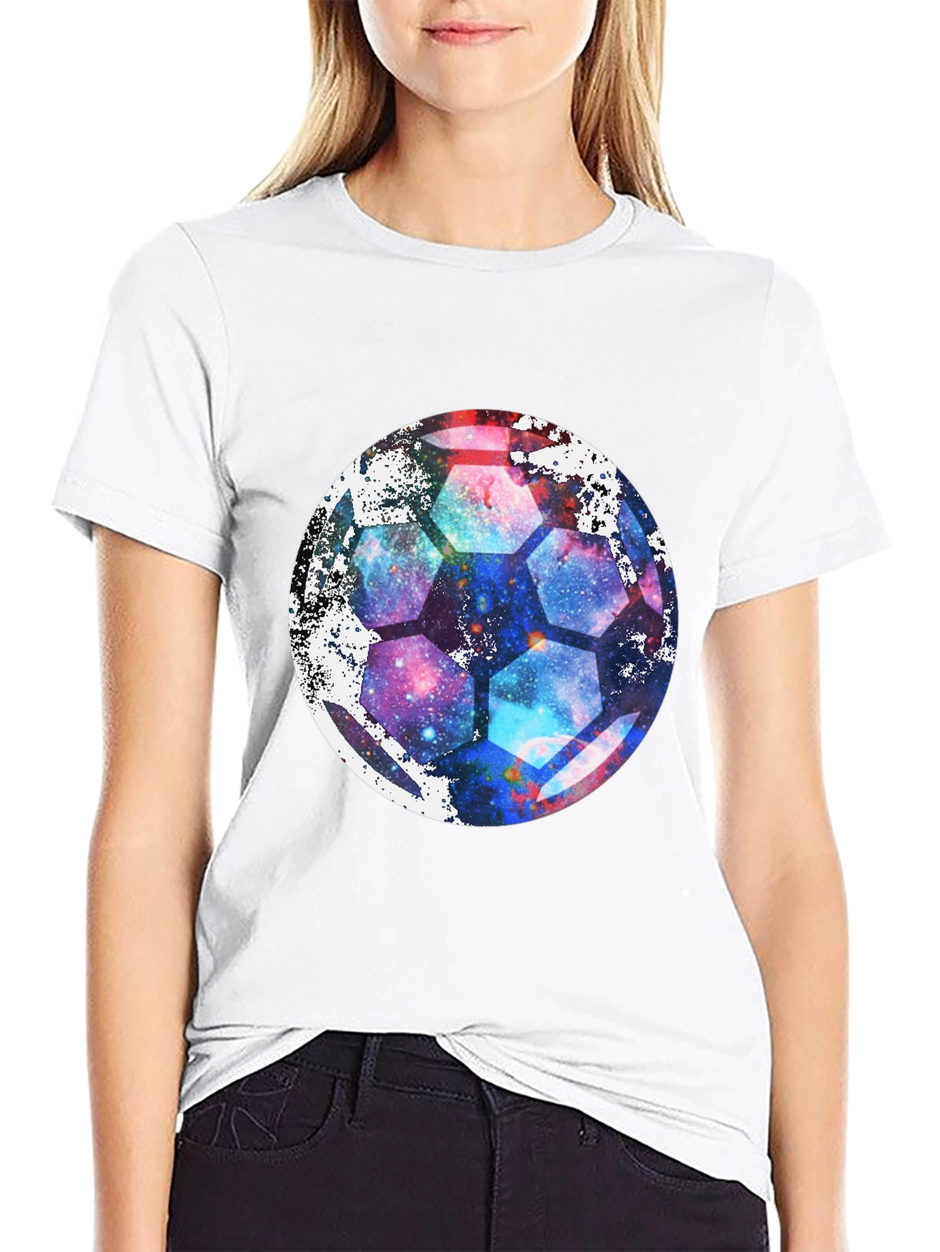 Galaxy Soccer Ball Graphic Tee - Unique Space Design!