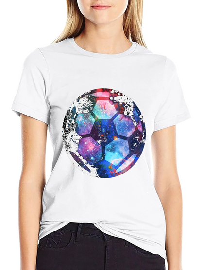 Galaxy Soccer Ball Graphic Tee - Unique Space Design!
