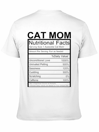 Cat Mom Nutritional Facts Black T-Shirt