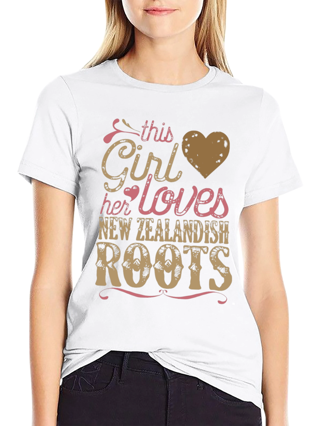 Girl Loves New Zealand Roots Black T-Shirt