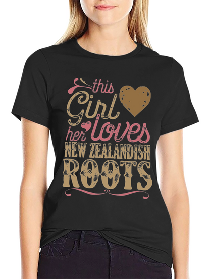 Girl Loves New Zealand Roots Black T-Shirt