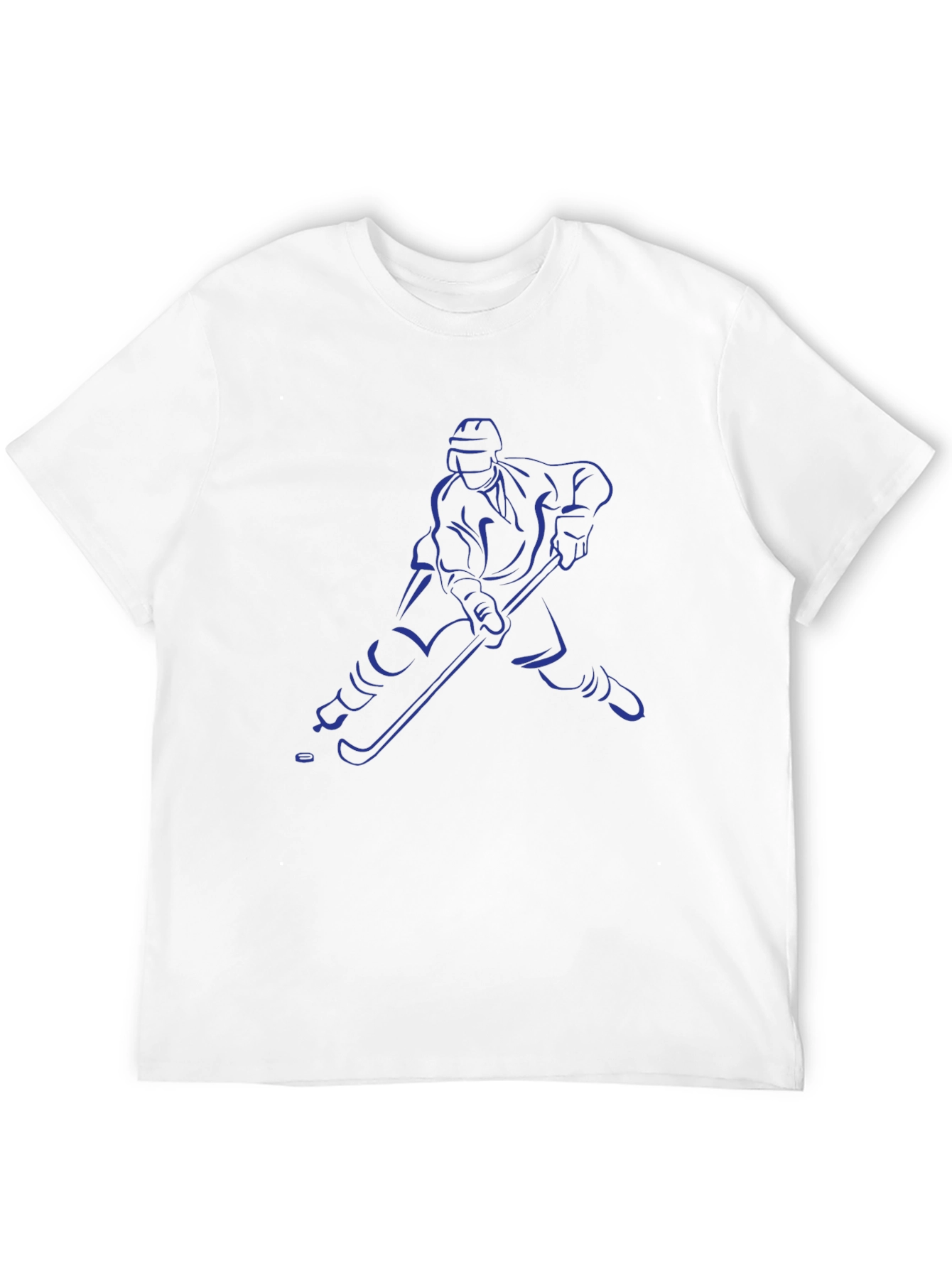 Hockey Player Graphic Tee - Black Cotton T-Shirt