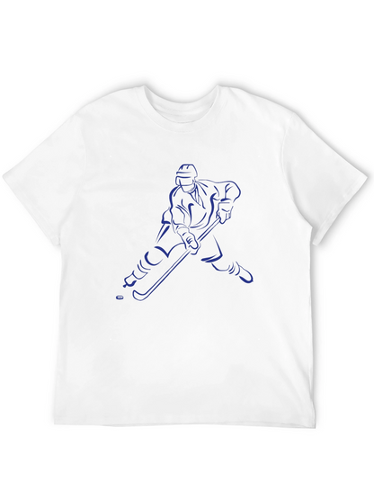 Hockey Player Graphic Tee - Black Cotton T-Shirt