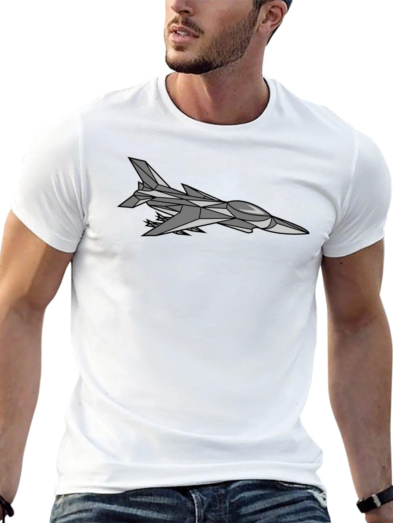 Jet Fighter Graphic Tee - Sleek Black T-Shirt