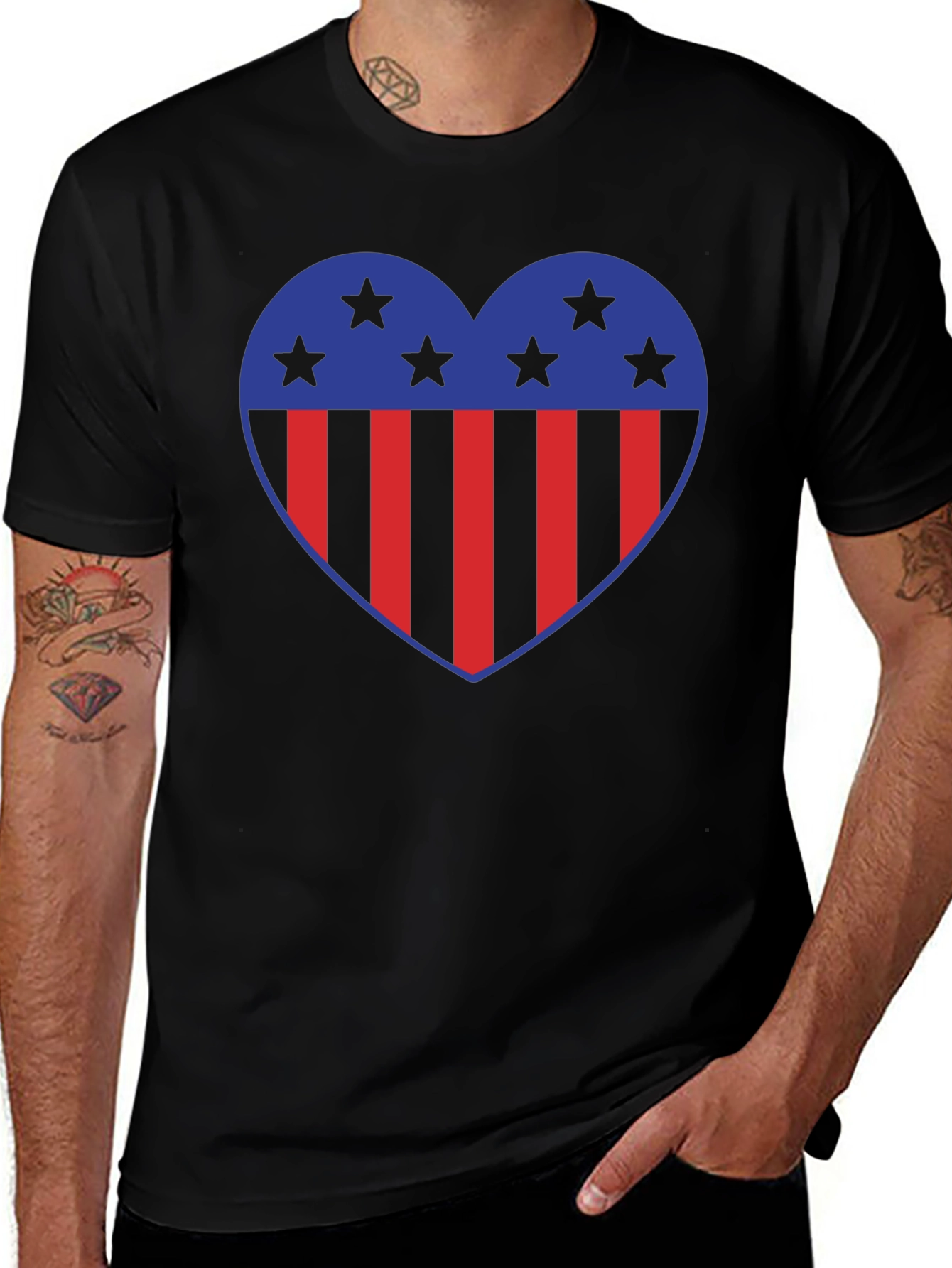 Patriotic Heart Star Striped Graphic Tee