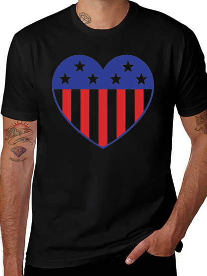 Patriotic Heart Star Striped Graphic Tee