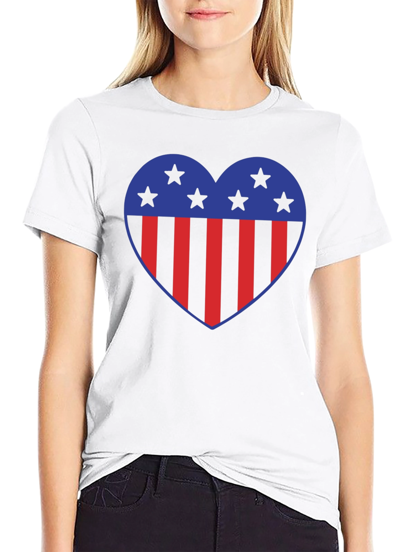 Patriotic Heart Star Striped Graphic Tee