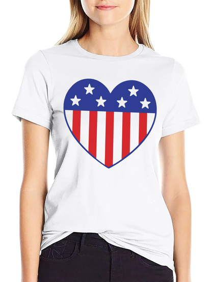 Patriotic Heart Star Striped Graphic Tee