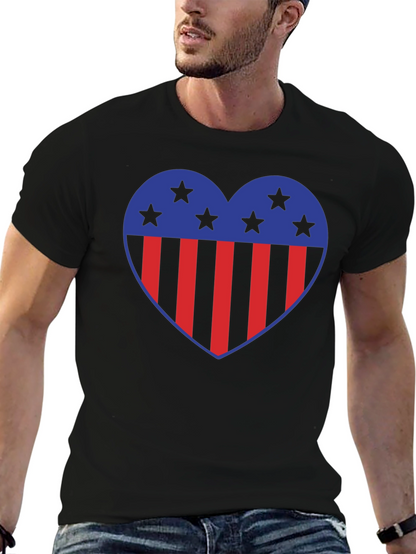 Patriotic Heart Star Striped Graphic Tee