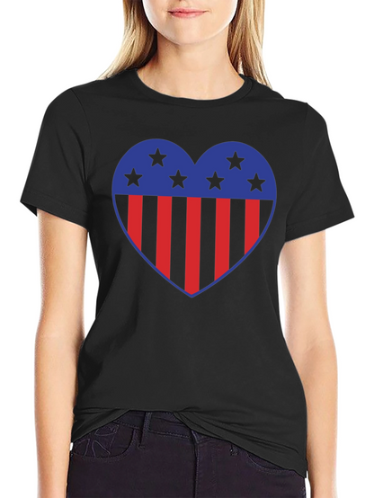 Patriotic Heart Star Striped Graphic Tee