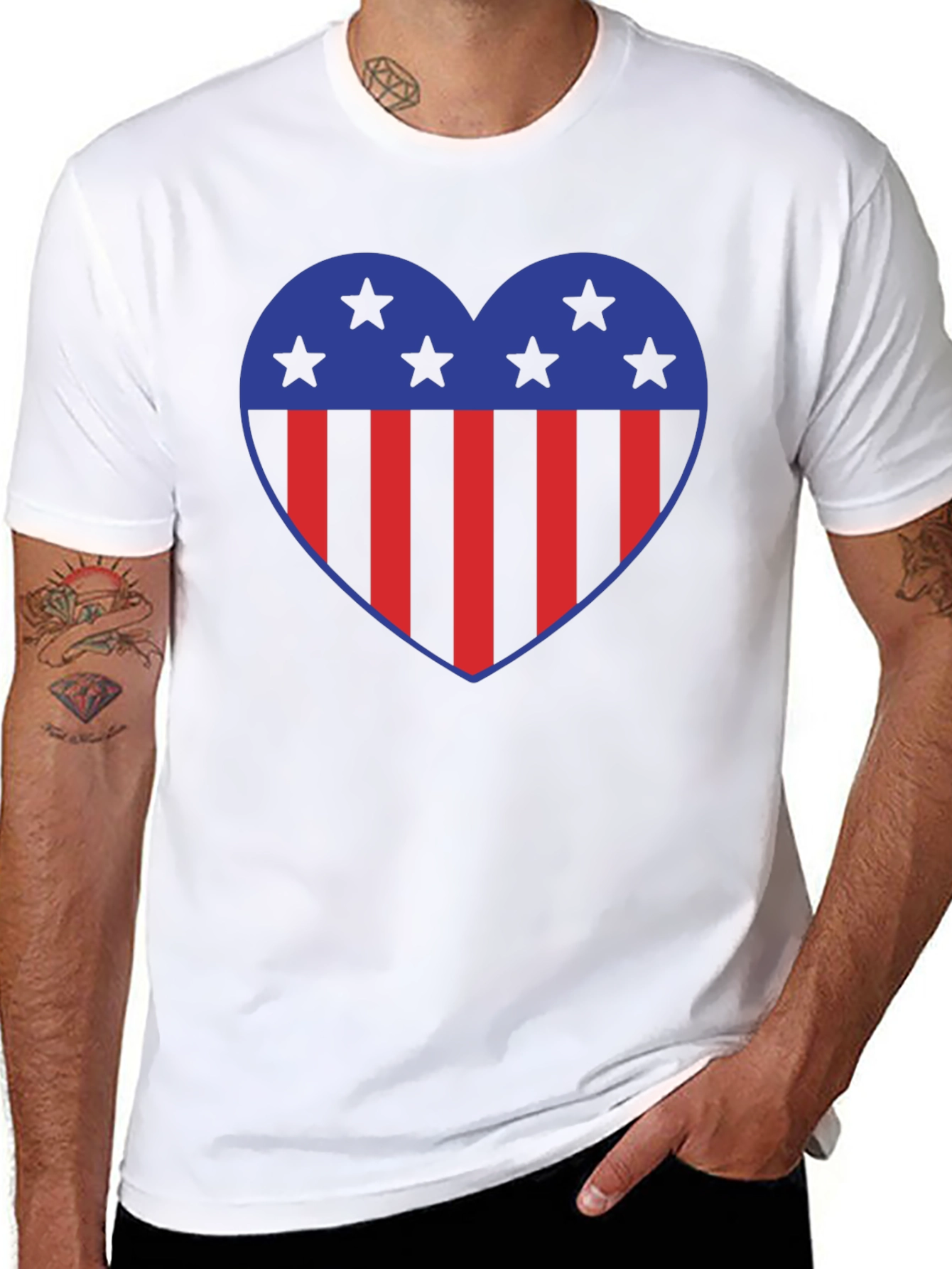 Patriotic Heart Star Striped Graphic Tee