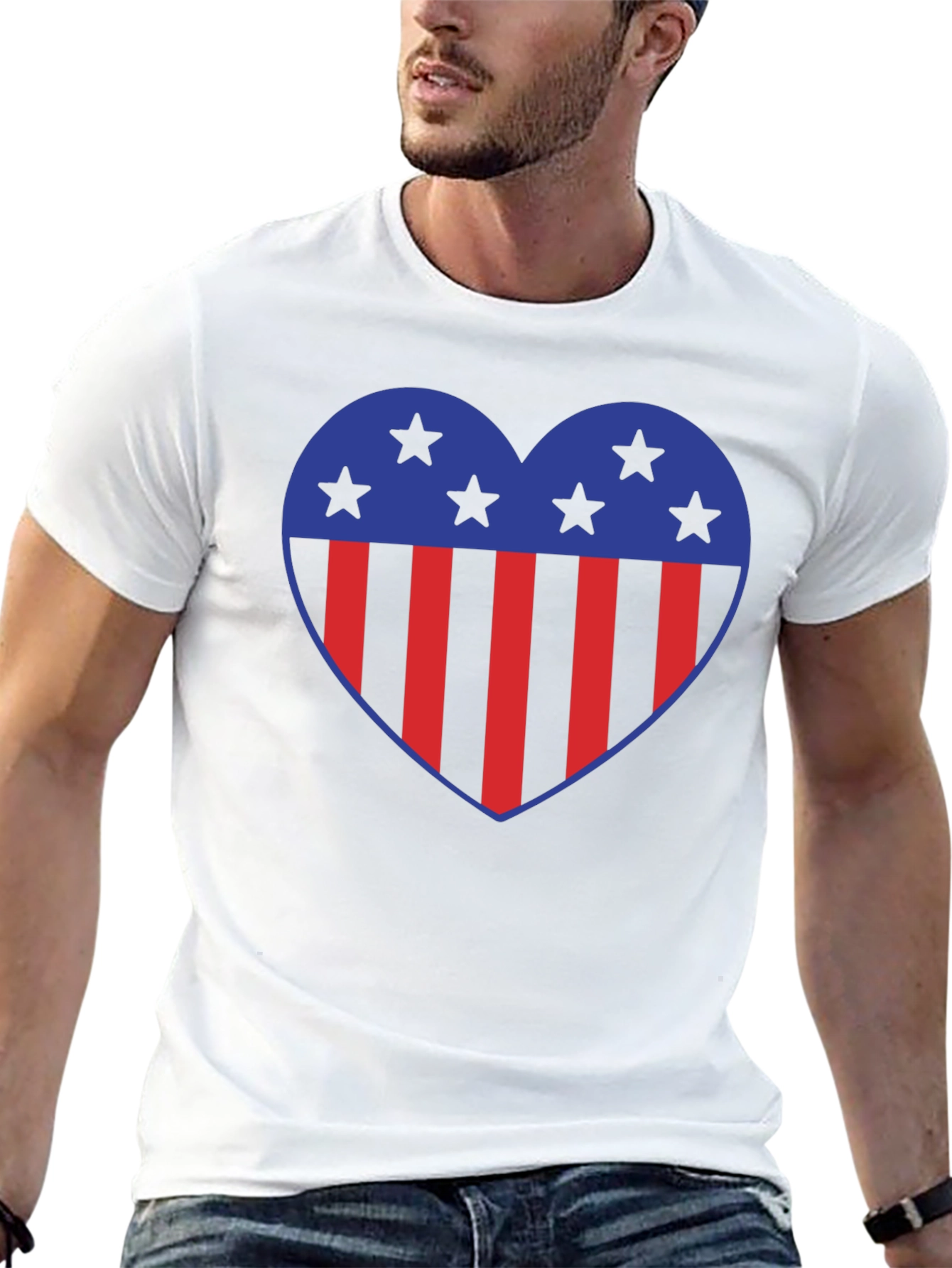 Patriotic Heart Star Striped Graphic Tee