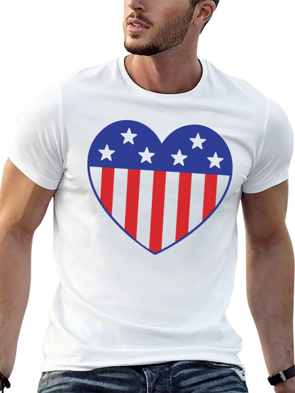 Patriotic Heart Star Striped Graphic Tee