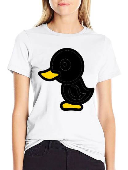 Duck Graphic Tee - Soft Black Cotton Blend Shirt