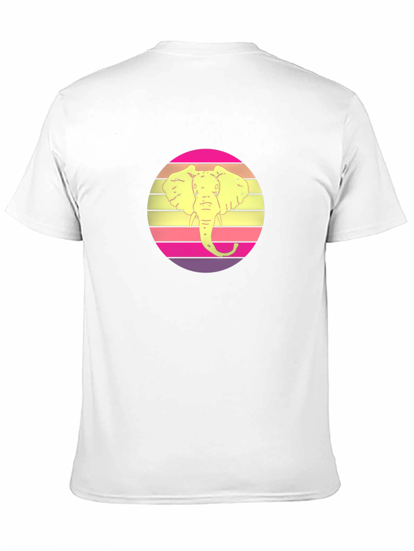 Retro Elephant Sunset Graphic Tee - Black Cotton