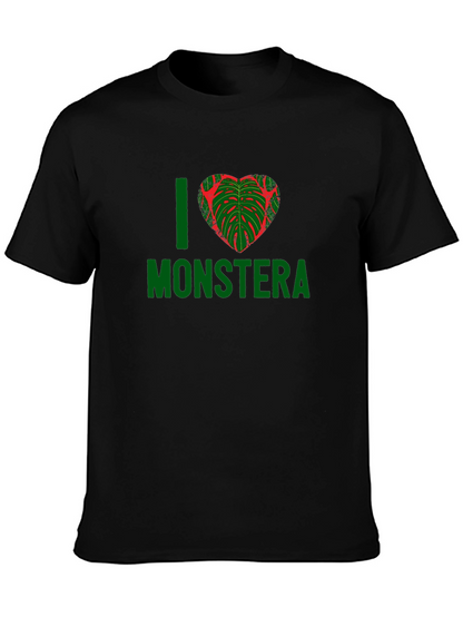 I Heart Monstera T-Shirt - Black Plant Lover Tee