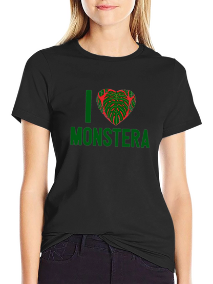 I Heart Monstera T-Shirt - Black Plant Lover Tee