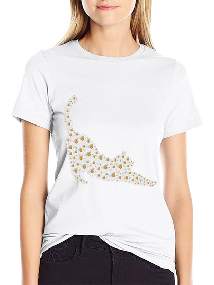 Daisy Cat T-Shirt - Floral Feline Tee