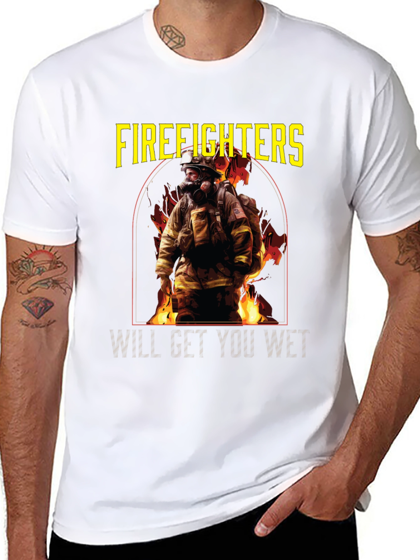 Firefighters Will Get You Wet Black T-Shirt